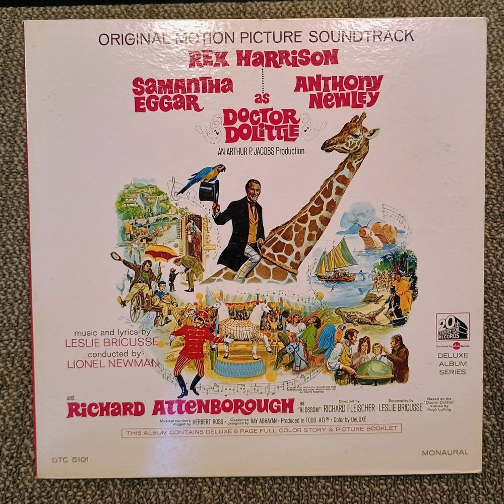 Doctor Dolittle 1967 Movie Soundtrack Vinyl LP Rex Harrison Mono DTC 5101